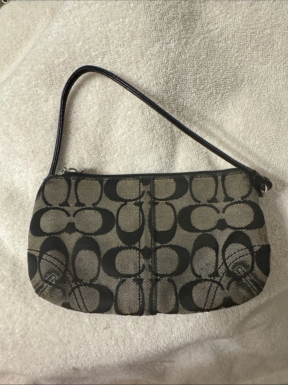 Coach Mini Shoulder Bag in Black and Gray Signature C Pattern